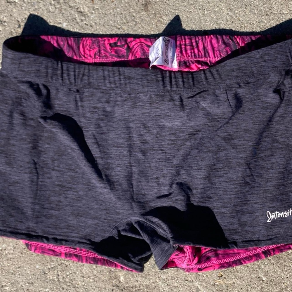 Intensity gray & pink polyester & spandex shorts volleyball running biking bike